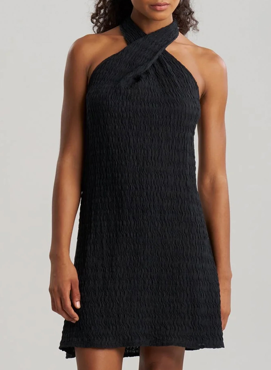 Waves Black Mini Halter Dress Swim Cover