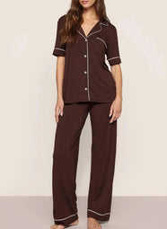Gisele Chocolate SS Cropped PJ Set