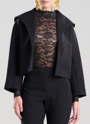 Techno Crepe Black Stand Collar Jacket