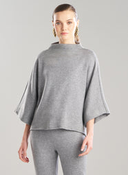Double Knit Heather Grey Mock Neck Top