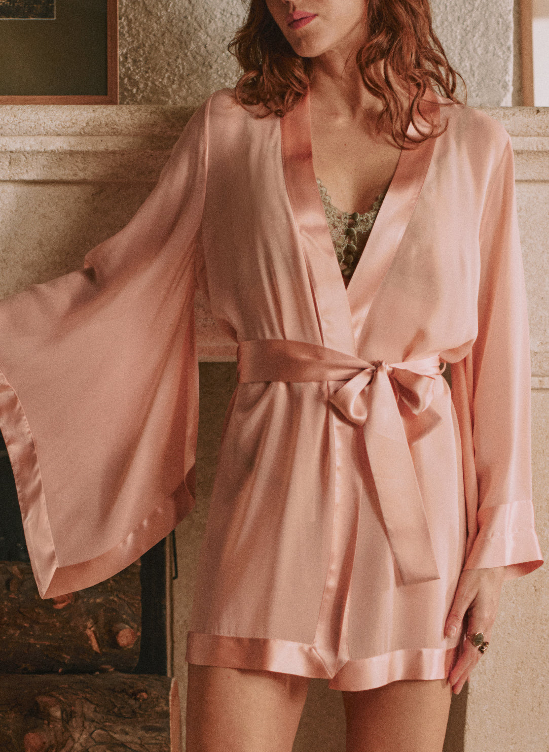 Daniella Mousseline Poudre Short Silk Chiffon Robe