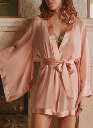 Daniella Mousseline Poudre Short Silk Chiffon Robe