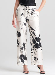Nara Silk Twill Black/White Pull on Pants