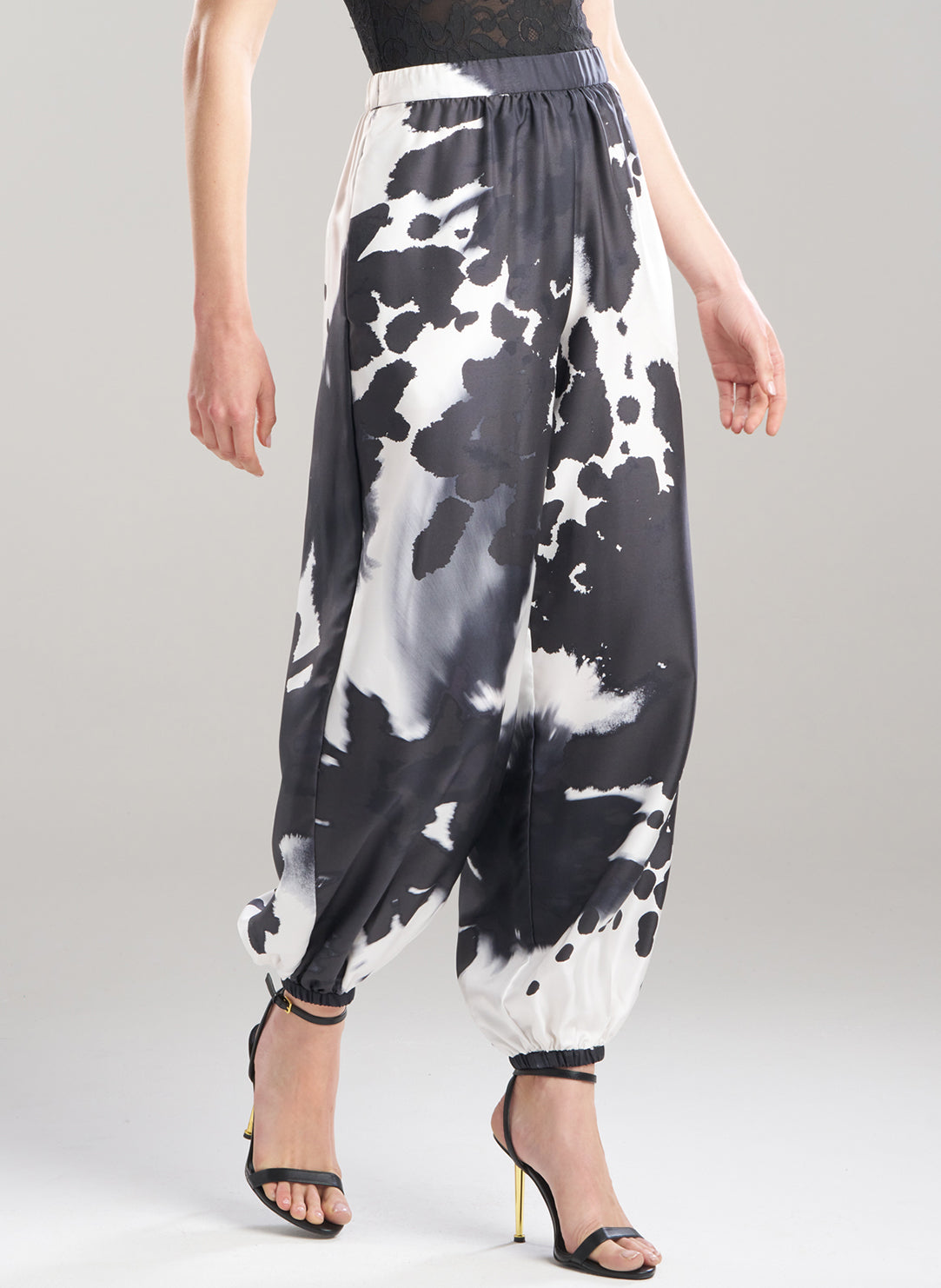 Black Orchid Black/White 100% Silk Jogger