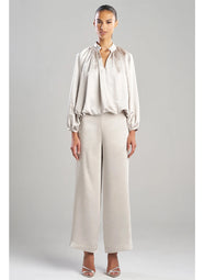 Luxe Satin Pearl Poet Blouse