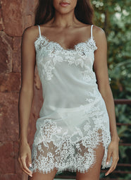 Calista Mousseline Naturel Lace Up Back Chemise