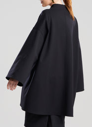 Techno Crepe Black Trapeze Coat