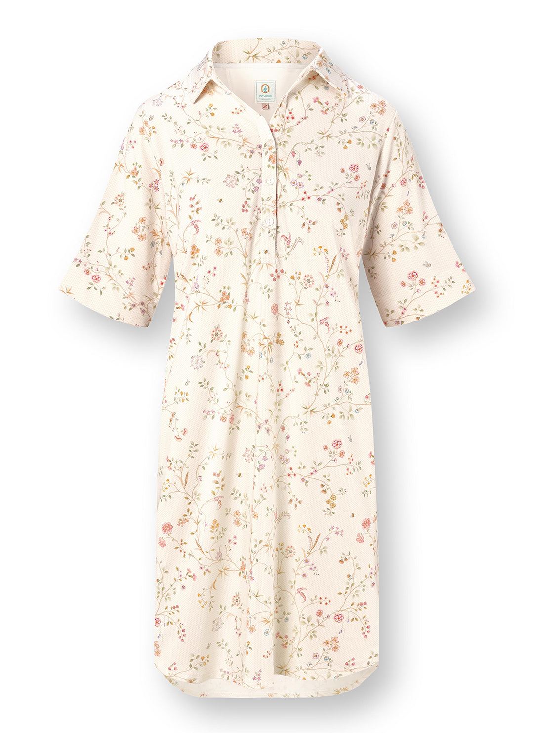 Little Delhi Offwhite Dewi Short Sleeve Night Dress