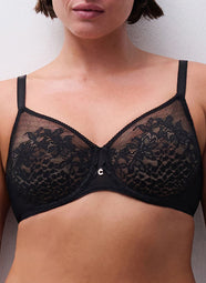 Maris Black Lace Full Coverage Unlined Bra