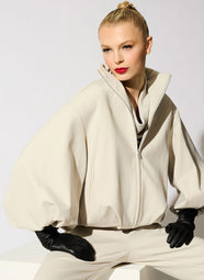 Techno Crepe Pearl Bomber Jacket