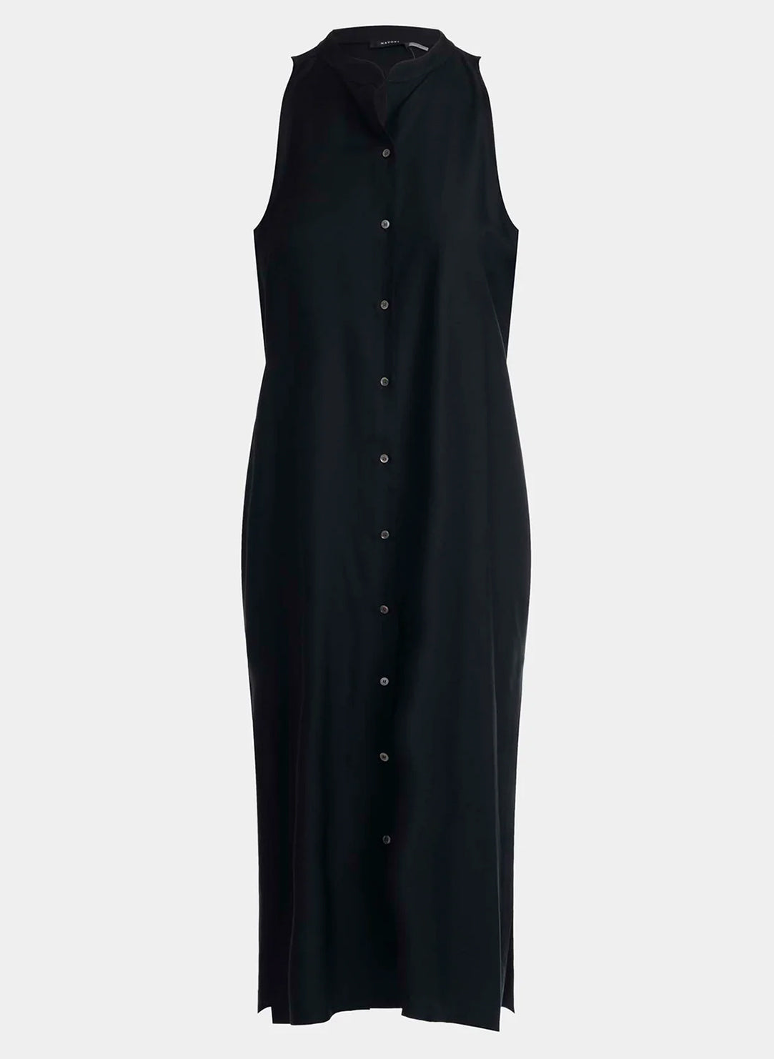 Cotton Silk Twill Black Sleeveless Tunic