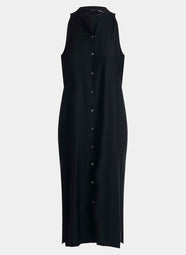 Cotton Silk Twill Black Sleeveless Tunic