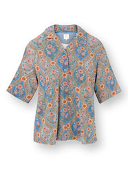 Ornamento Blue Flora Short Sleeve Top
