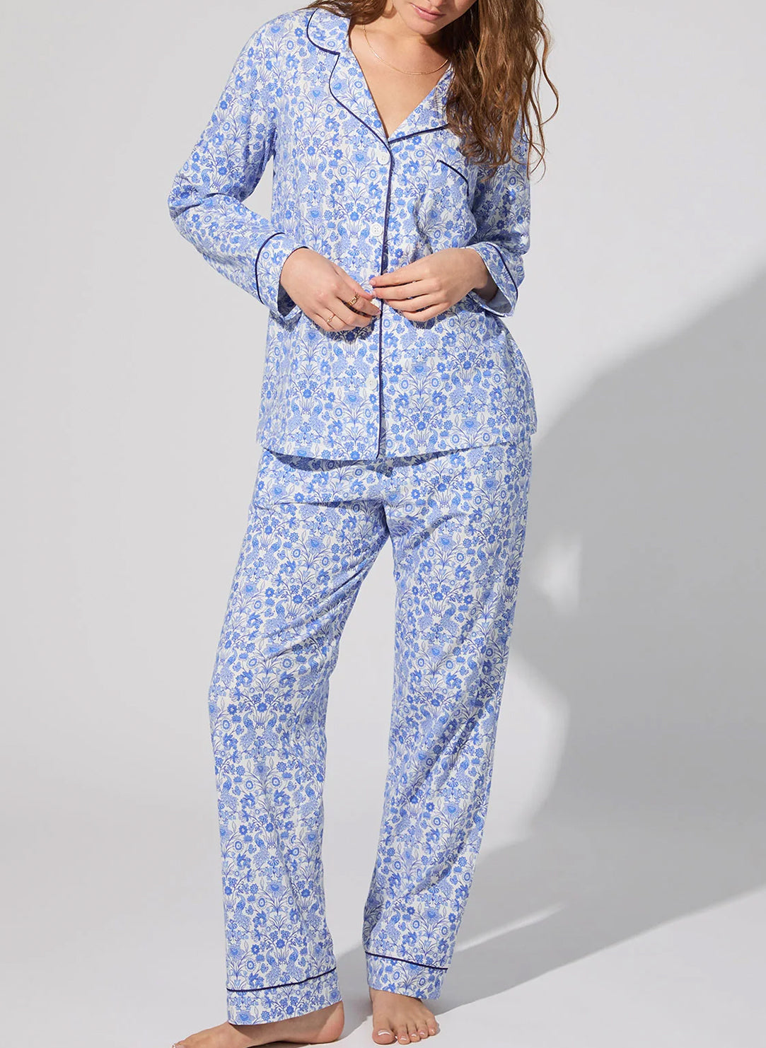Bloomscape White Long Pajama Set