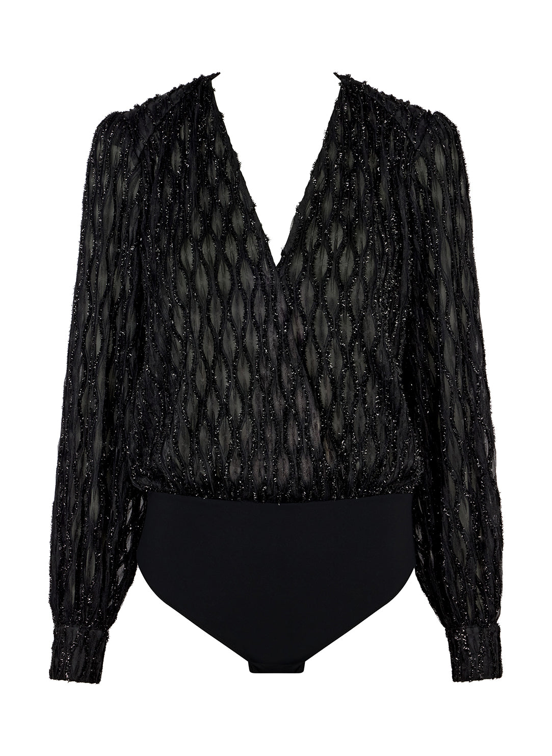 Les Bodys By Aubade Black Long Sleeve Graphic Bodysuit