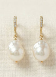 Baroque Pearl Gold Drop Earrings