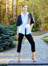 Solid Tech Cotton Taffeta Black Bolero