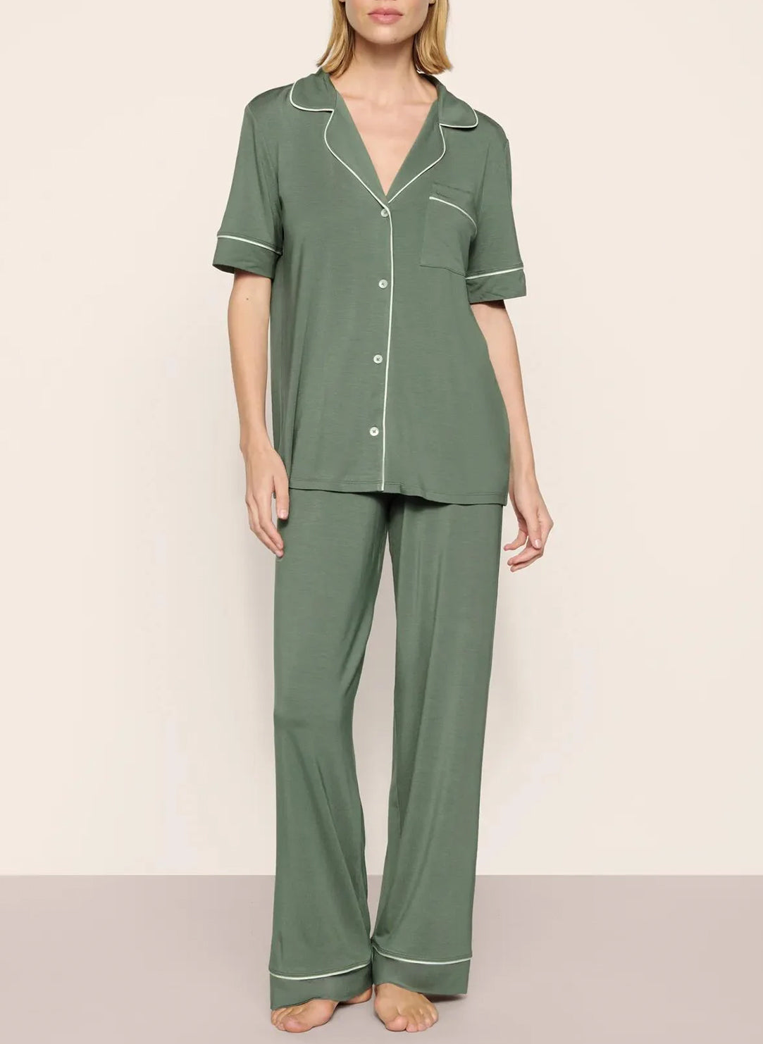Gisele Desert Sage SS Cropped PJ Set