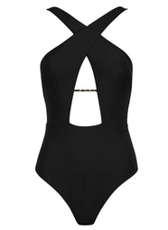 Sparkling Treasure Black Swim One Piece