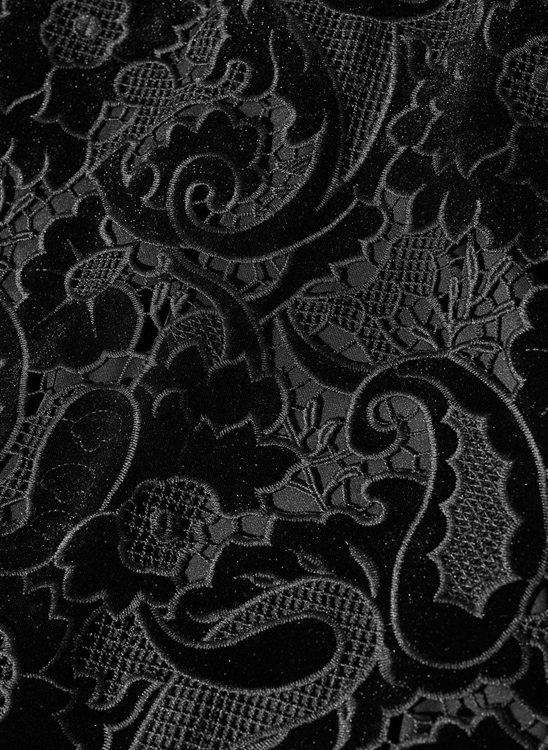 Shirin Velvet Lace Black Pull on Straight Leg Pant