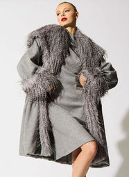 Double Knit Heather Grey Fur Topper