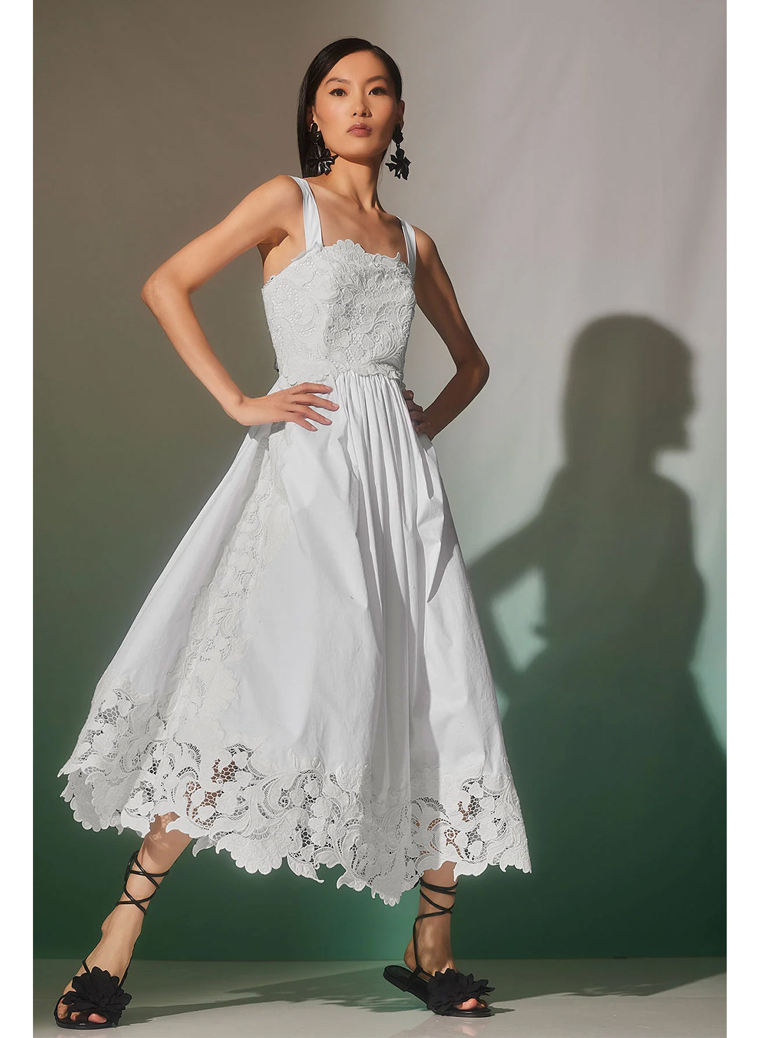 Kumo Embroidery White Applique Sundress