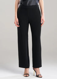 Stretch Crepe Black Pull on Straight Leg Pant