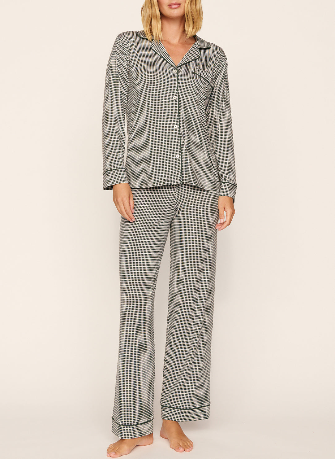 Gisele Printed Cabin Check Pajama Set