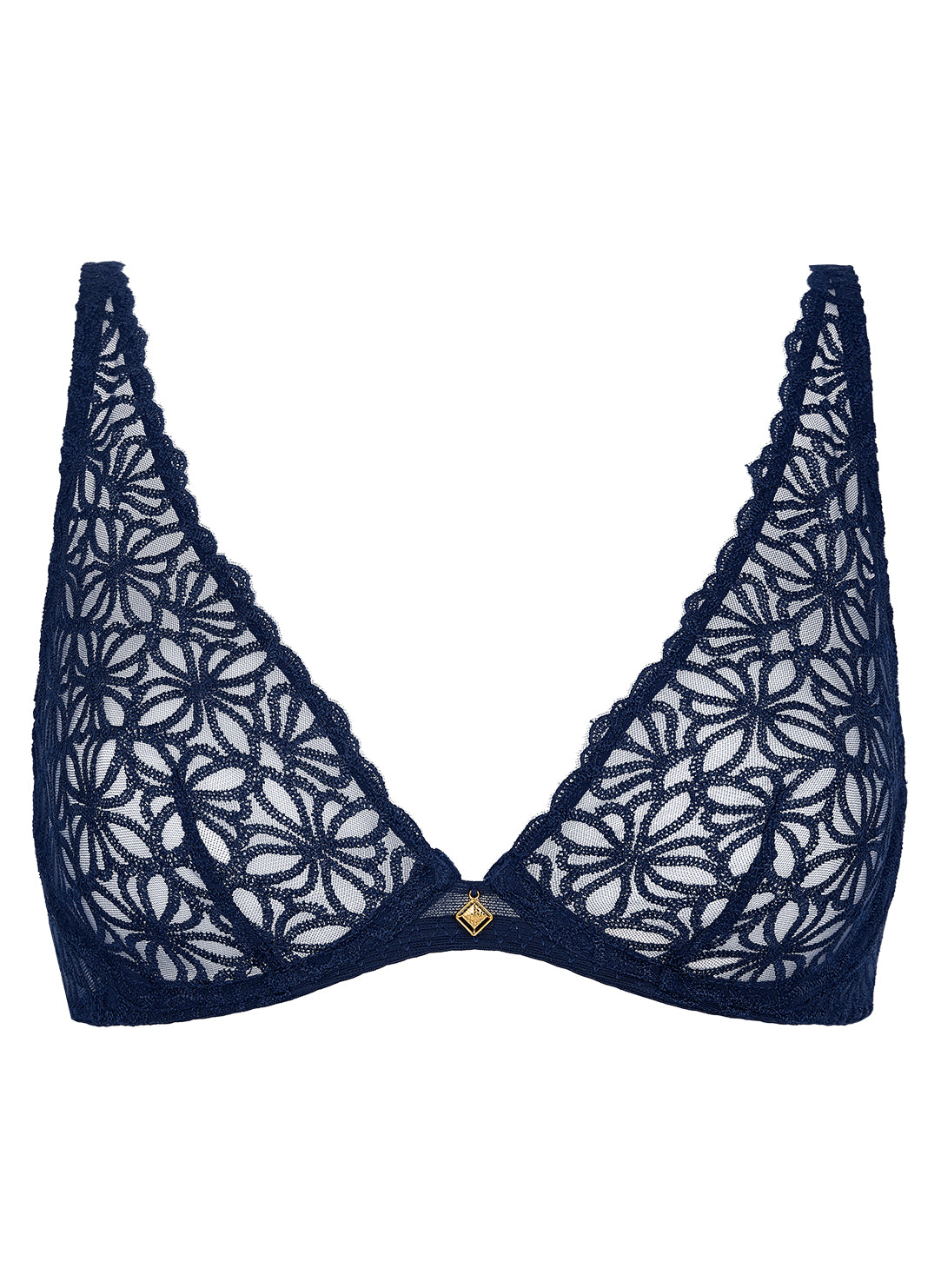 Secret Memories Deep Blue Triangle Plunge Bra