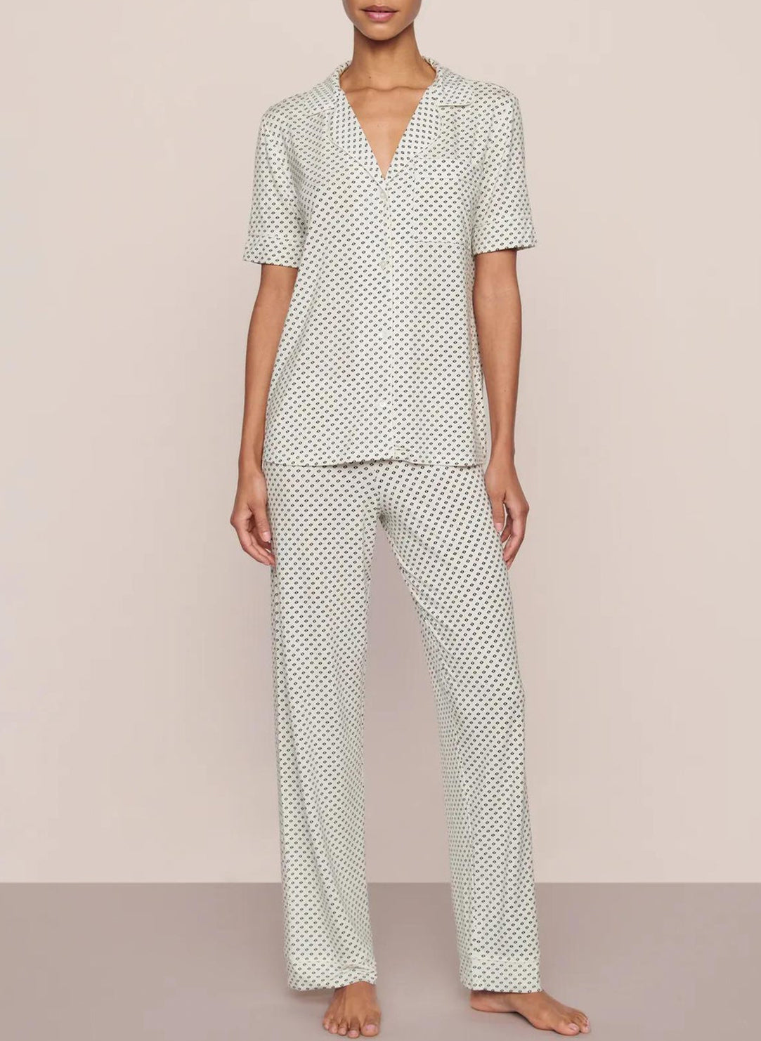 Gisele Printed Tide Dot Short Sleeve Pant PJ Set