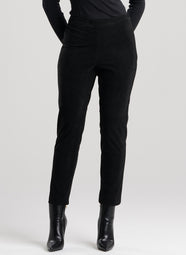 Vegan Luxe Suede Black Side Zip Ankle Pants