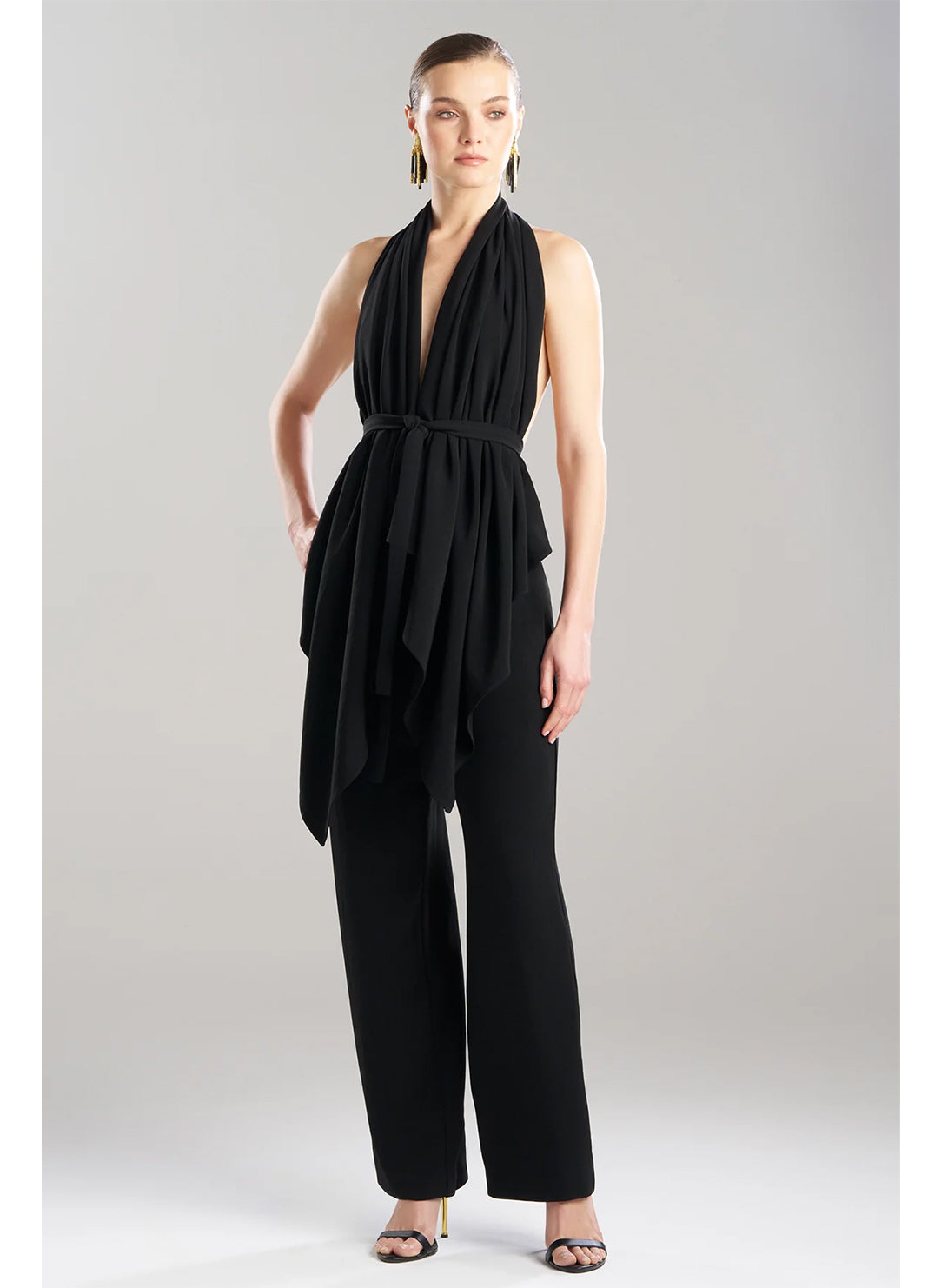 Stretch Crepe Black Neck Wrap