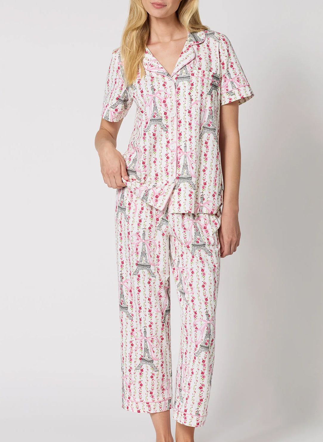 Fleur de la Tour White Cropped PJ Set