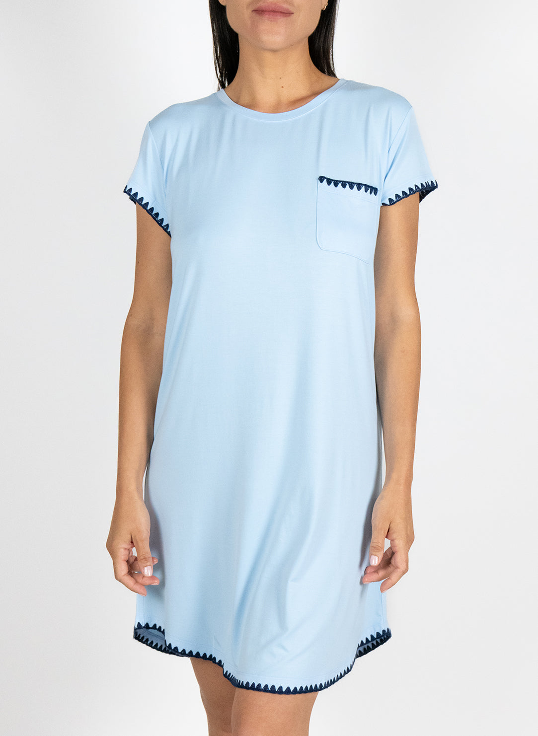 Cute Stitching Cool Blue Sleep Dress