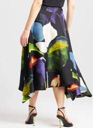 Yoru Silk Twill Black Multi Origami Maxi Skirt