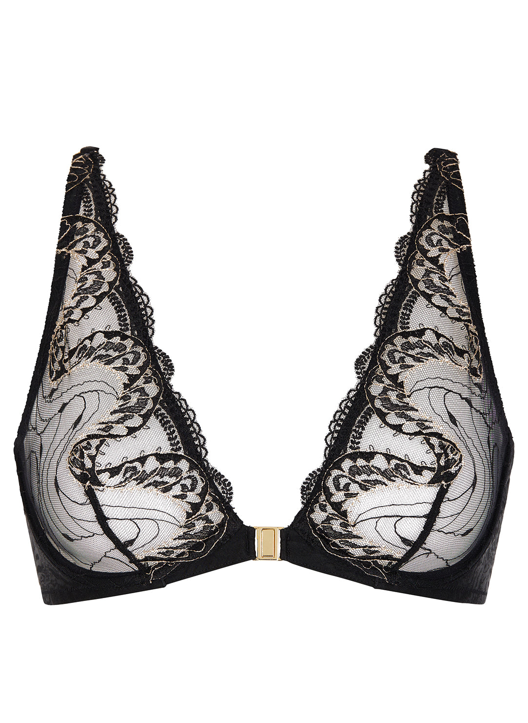 Splendor Of Senses Hypnotic Black Triangle Plunge Bra