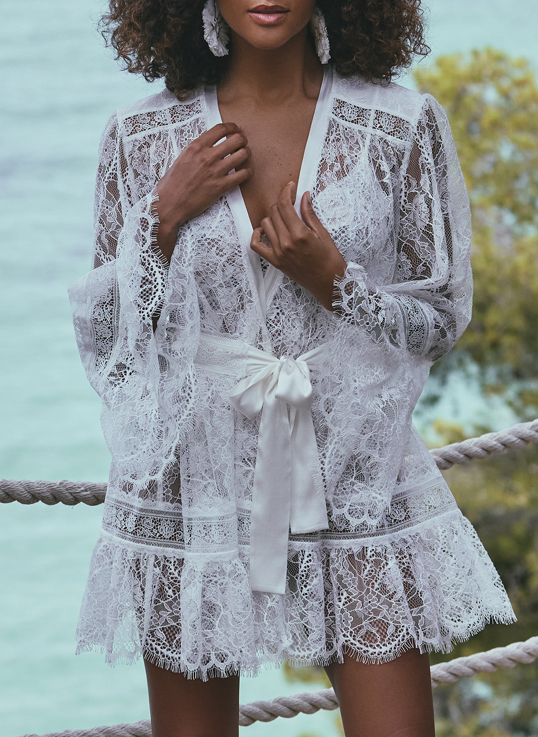 Angele Naturel All Lace Short Robe