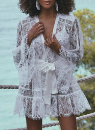 Angele Naturel All Lace Short Robe