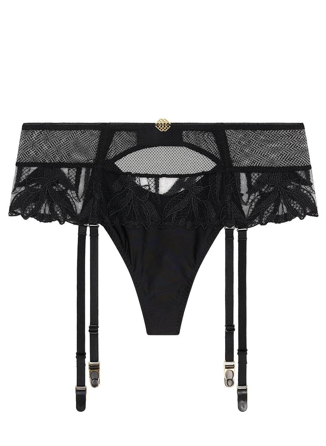 Sweet Euphoria Black Garter Belt Thong