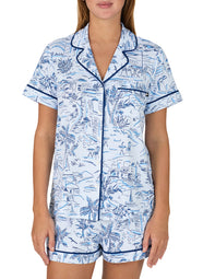Coastal Toile Blue Short Pajama Set