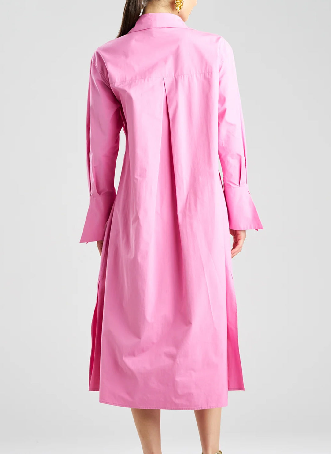 Solid Tech Cotton Taffeta Fresh Pink Shirt Dress