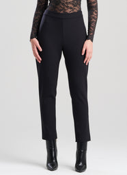 Techno Crepe Black Side Zip Ankle Pants