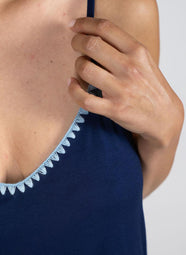 Cute Stitching Sailor Blue Cami Short Set