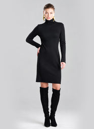 Layering Jersey Black Turtleneck Dress