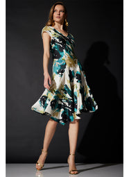 Mira Silk Twill Midnight Teal Asymmetric Swing Dress