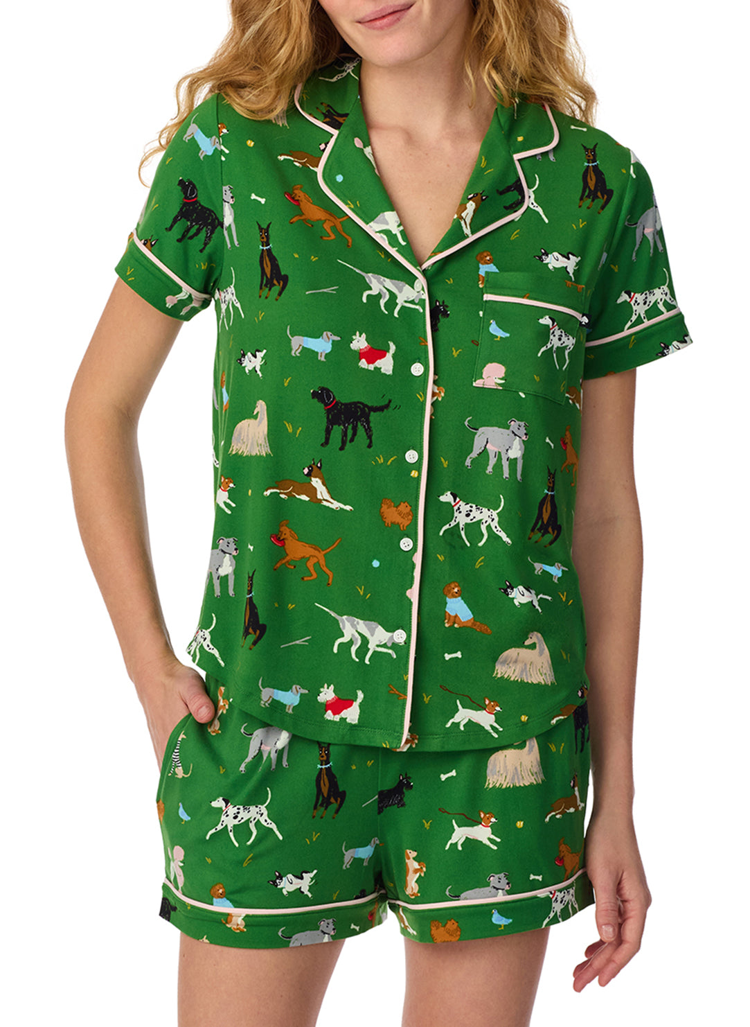 Dog Park Green Short PJ Set