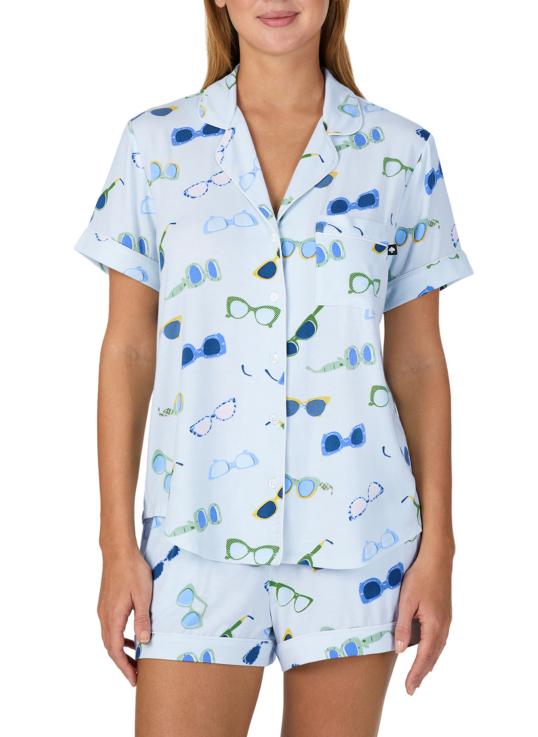 Sunglasses Toss Blue Short Pajama Set