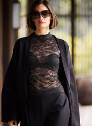 Peony Black Turtle Neck Top