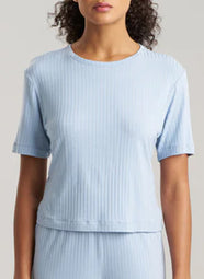 Skye Rib Blue Sky Short Sleeve Top
