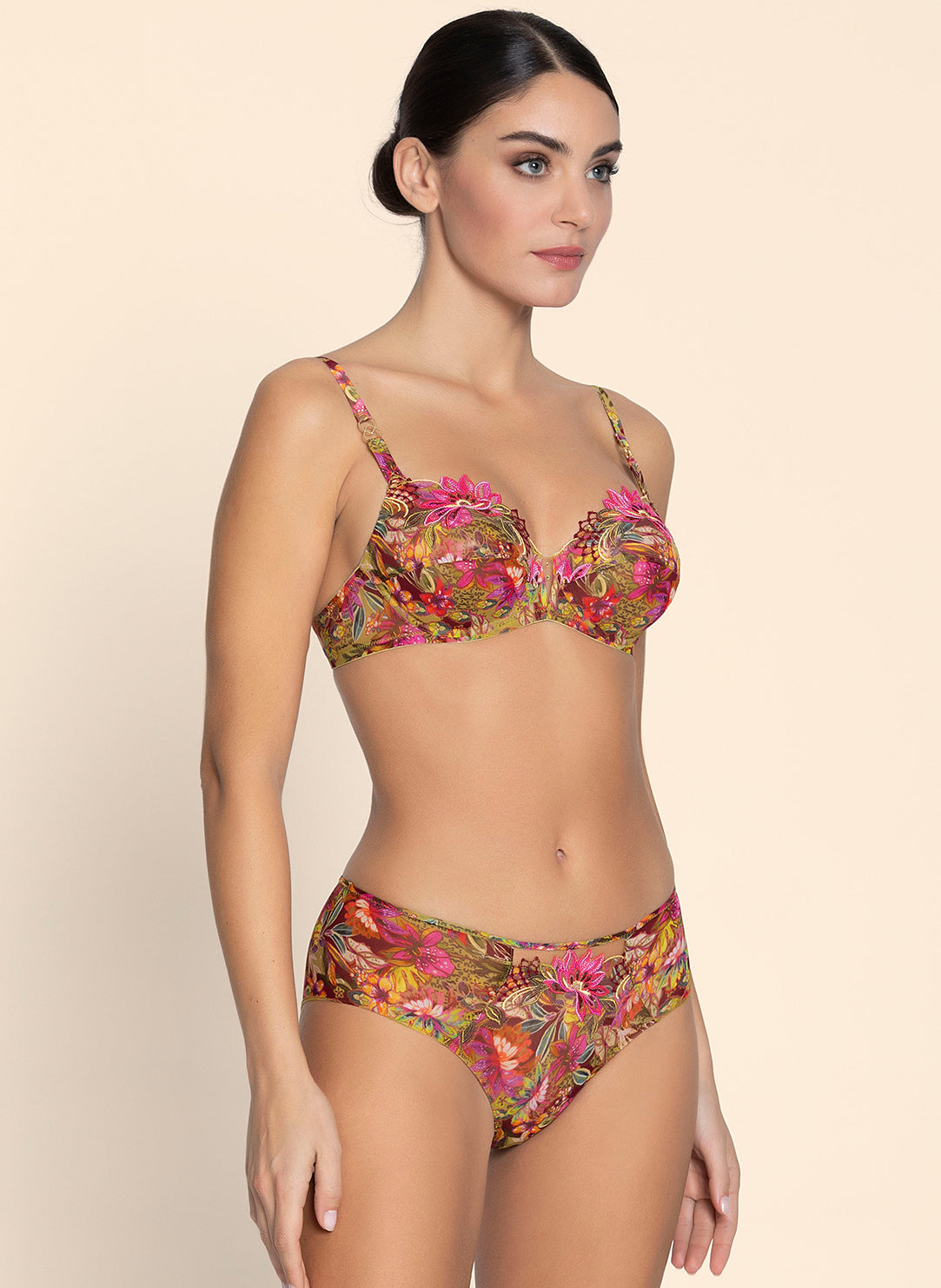 Danse Des Fleurs Fushia Vert Full Cup Bra